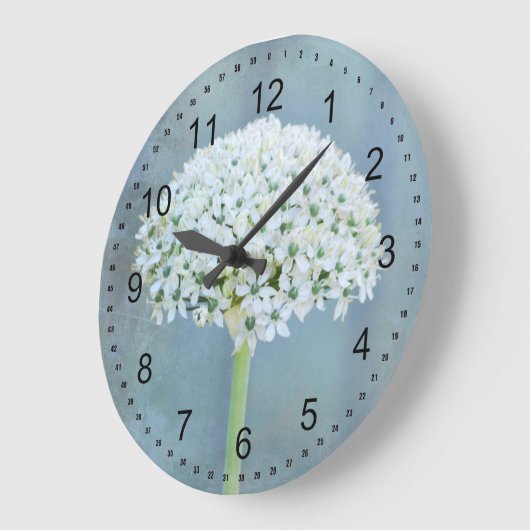 Weiße Blume Große Wanduhr (Winkel)