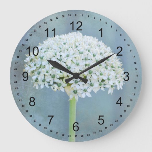Weiße Blume Große Wanduhr (Vorderseite)