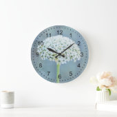 Weiße Blume Große Wanduhr (Zuhause)