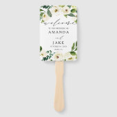 Weiße Blume Grün Hochzeit Begrüßung Fächer (Vorderseite)