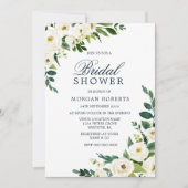 Weiße Blume Grün Modernes Brautparty laden ein Einladung (Vorderseite)