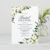 Weiße Blume Grün Modernes Brautparty laden ein Einladung (Stehend Vorderseite)