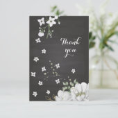 Weiße Blume grün schwarz Danke Karte (Stehend Vorderseite)