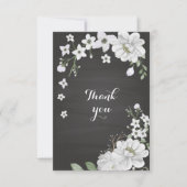 Weiße Blume, grün schwarz Dankeskarte (Vorderseite)