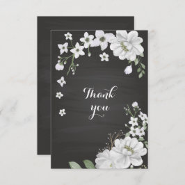 Weiße Blume, grün schwarz Dankeskarte