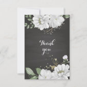 Weiße Blume, grün schwarz Dankeskarte (Vorderseite)