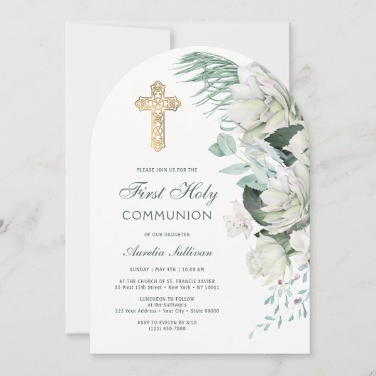 Weiße Blume Grüne Arche Erste Kommune Einladung (Vorderseite)