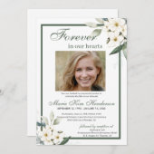 Weiße Blume Grüne Beerdigung Gedenkveranstaltung Einladung (Vorne/Hinten)