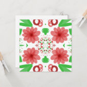 Weiße Blume Grüne Blätter auf Weiße Kunst Karte (Vorderseite/Rückseite Beispiel)