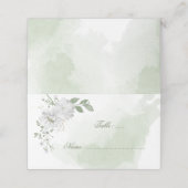 Weiße Blume Grüne Blätter botanisch Platzkarte (Außenseite Aufgefaltet)