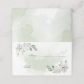 Weiße Blume Grüne Blätter botanisch Platzkarte (Außenseite Aufgefaltet)