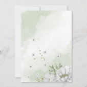 Weiße Blume Grüne Blätter Hochzeit Einladung (Rückseite)