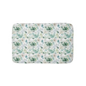 Weiße Blume Grüne Eukalyptus Elegant Badematte (Vorderseite)