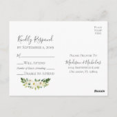 Weiße Blume & Grüne Hochzeit RSVP Postkarten (Rückseite)