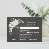 Weiße Blume, grüne Mahlzeit Wahl schwarze RSVP Kar (Stehend Vorderseite)