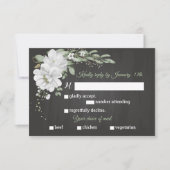 Weiße Blume, grüne Mahlzeit Wahl schwarze RSVP Kar (Vorderseite)