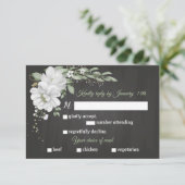 Weiße Blume, grüne Mahlzeit Wahl schwarze RSVP Kar (Stehend Vorderseite)