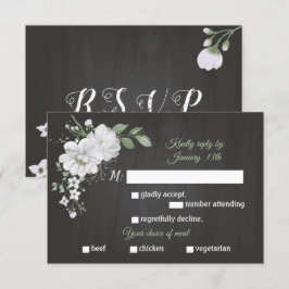 Weiße Blume, grüne Mahlzeit Wahl schwarze RSVP Kar Karte