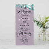 Weiße Blume Grüne Rose Quartz Hochzeitsprogramm (Stehend Vorderseite)