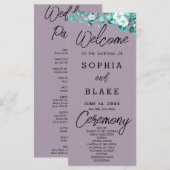 Weiße Blume Grüne Rose Quartz Hochzeitsprogramm (Vorne/Hinten)