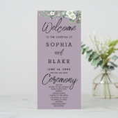 Weiße Blume Grüne Rose Quartz Hochzeitsprogramm (Stehend Vorderseite)
