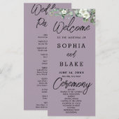 Weiße Blume Grüne Rose Quartz Hochzeitsprogramm (Vorne/Hinten)