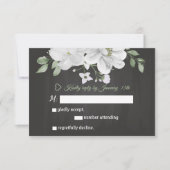 weiße Blume, grüne schwarze RSVP-Karte RSVP Karte (Vorderseite)
