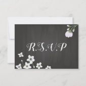 weiße Blume, grüne schwarze RSVP-Karte RSVP Karte (Rückseite)