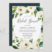Weiße Blume Grünes Kranz Brautparty laden ein Einladung (Vorne/Hinten)