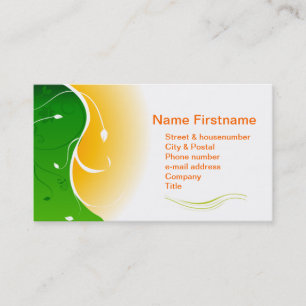 Weiße Blume Grüngras mit Orangensonnigen Sonnenunt Visitenkarte