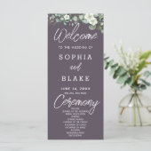 Weiße Blume Grüngrauen Hochzeitsprogramm (Stehend Vorderseite)