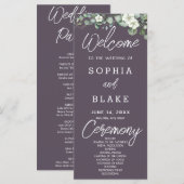 Weiße Blume Grüngrauen Hochzeitsprogramm (Vorne/Hinten)