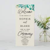Weiße Blume Grünpflanzen Ash White Wedding Program (Stehend Vorderseite)