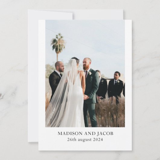 Weiße Blume Grünpflanzen Sukkulent Save the Date Einladung (Rückseite)