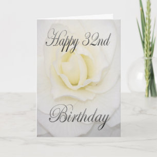 Weiße Blume Happy 32. Geburtstag Karte