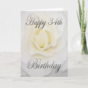 Weiße Blume Happy 34. Geburtstag Karte