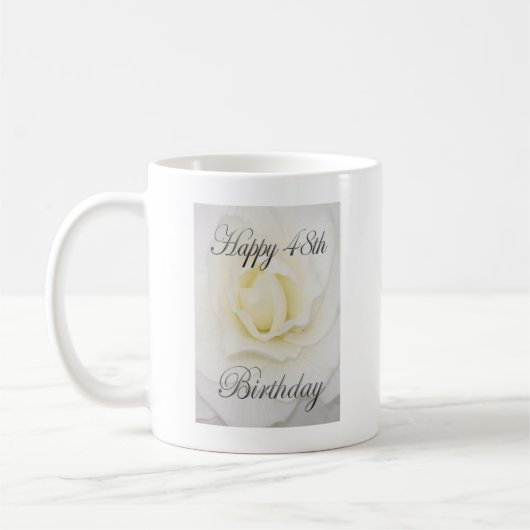 Weiße Blume Happy 48. Geburtstag Tasse (Links)