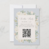 Weiße Blume, hellblau RSVP Karte (Vorderseite)