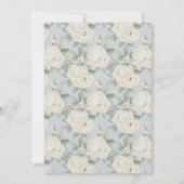 Weiße Blume, hellblaue Hochzeit Einladung (Rückseite)