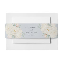 Weiße Blume, hellblaue Hochzeit Einladungsbanderole