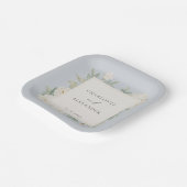 Weiße Blume, hellblaue Hochzeit Pappteller (Gewinkelt)