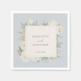 Weiße Blume, hellblaue Hochzeit Serviette