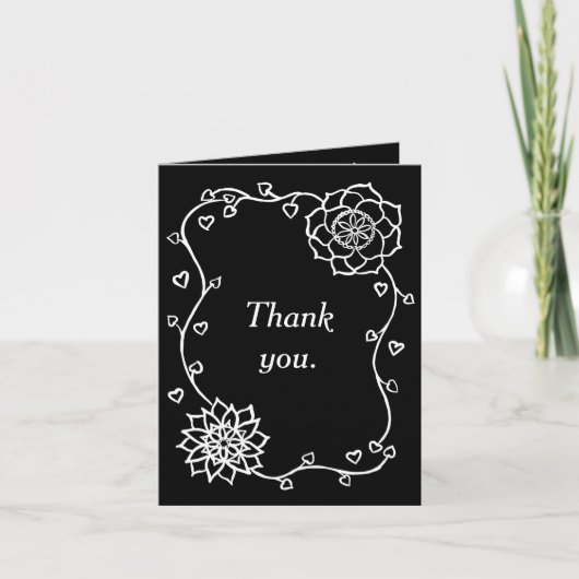 Weiße Blume Herz Schwarz Danke, Karten (Vorderseite)