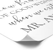 Weiße Blume Hochzeitsblasen der guten Wünsche Zeic Poster (Ecke)