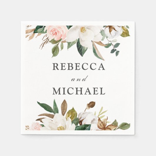 Weiße Blume Hochzeitsempfang oder Party Serviette (Vorderseite)