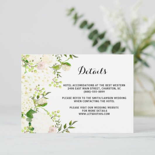 Weiße Blume Hochzeitsettel, Wegbeschreibung einfüg Begleitkarte (Stehend Vorderseite)