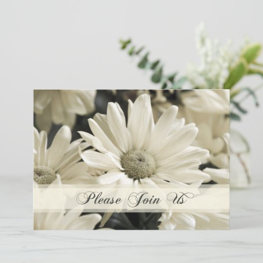 Weiße Blume Hochzeitsreise Erneuerbare Einladungen (Stehend Vorderseite)
