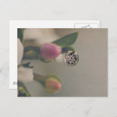 Weiße Blume im Wasser Tropfen Postkarte (Vorne/Hinten)
