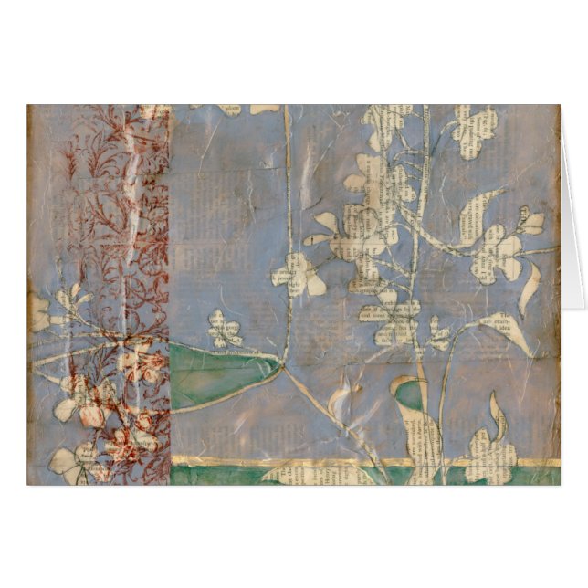 Weiße Blume im Zeitungspapier-Hintergrund (Vorderseite (Horizontal))