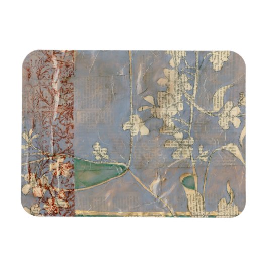 Weiße Blume im Zeitungspapier-Hintergrund Magnet (Horizontal)